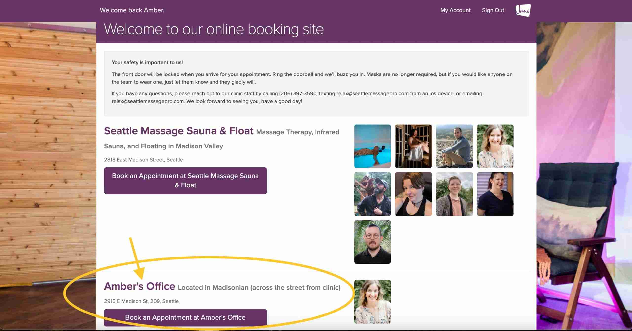 Amber's New Private Office, Now Accepting Appointments booking private office screenshot